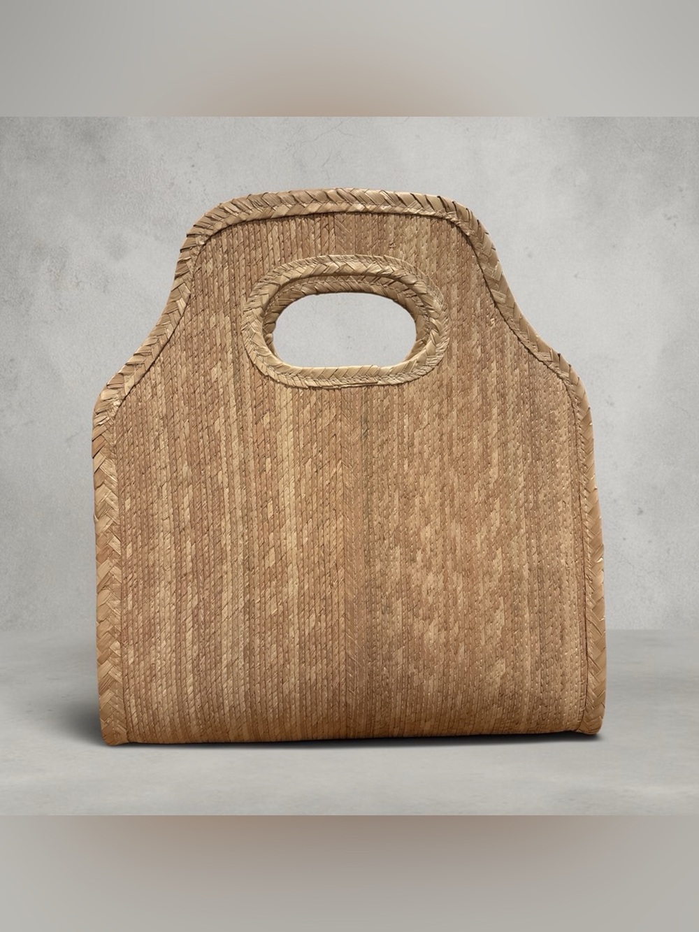 Natural Woven Straw Mid-Size Tote Bag